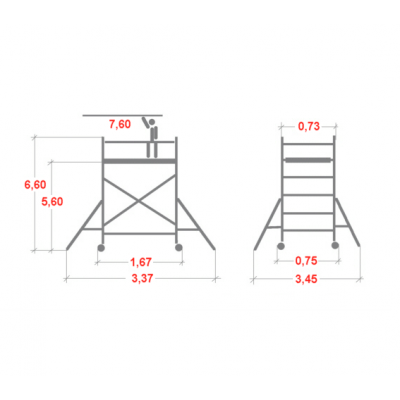 Rusztowanie aluminiowe jezdne Faraone Compact XS (0,75x1,60m) wys. rob. 7,60m